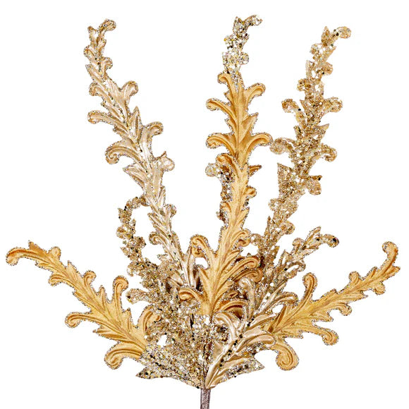 Gold acanthus lace spray with an openwork finish.