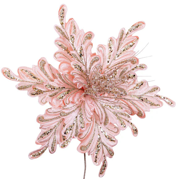 16" Light Pink Fancy Floral Clip Stem