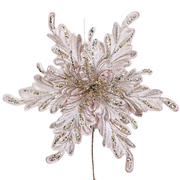16" Platinum Fancy Floral Clip Stem