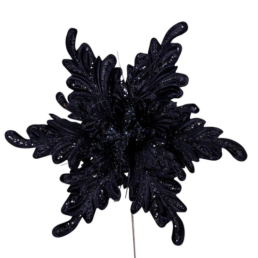 16" Black Fancy Floral Clip