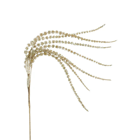 Champagne hanging florets spray with clustered blooms.