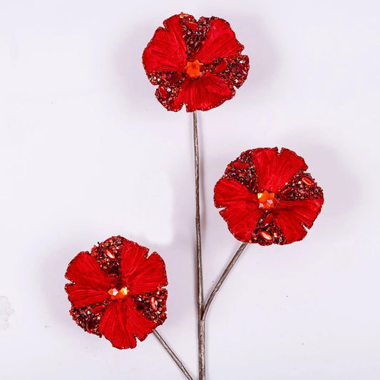 26" Red Jeweled Spray