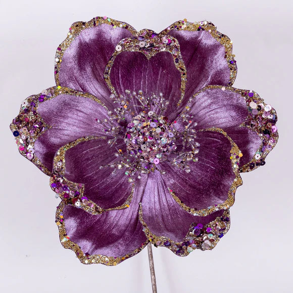 Lavender magnolia stem with soft layered petals