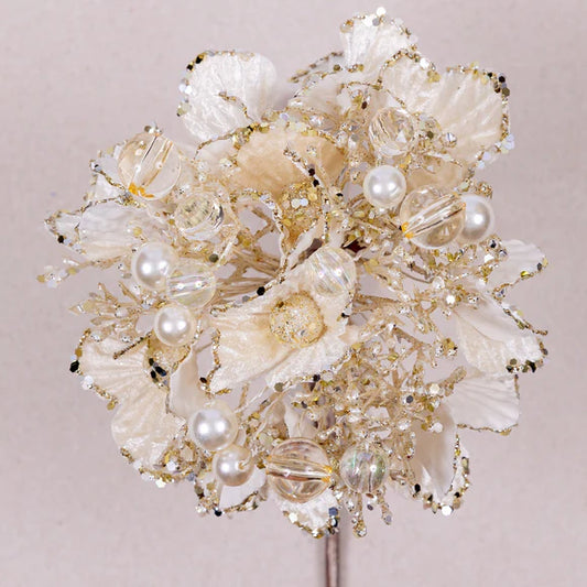 7" Victorian Hydrangea Stem Ivory
