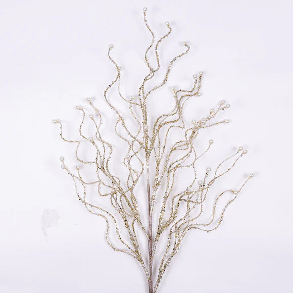 Blue pearly willow spray with slender arching leaves.