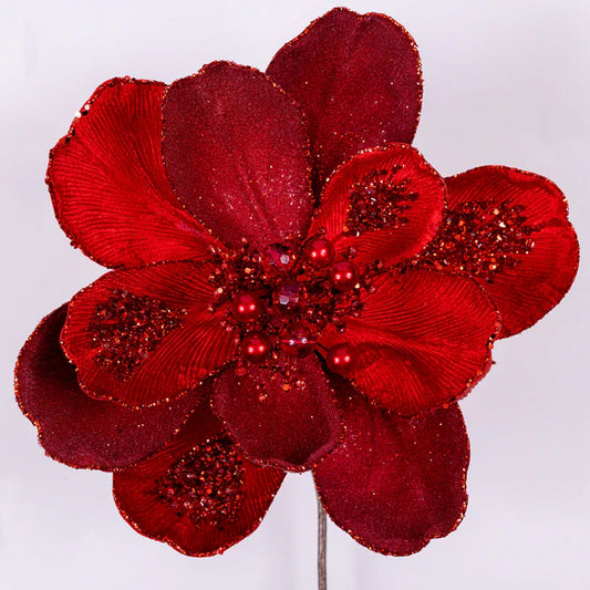 7" Red Magnolia Stem