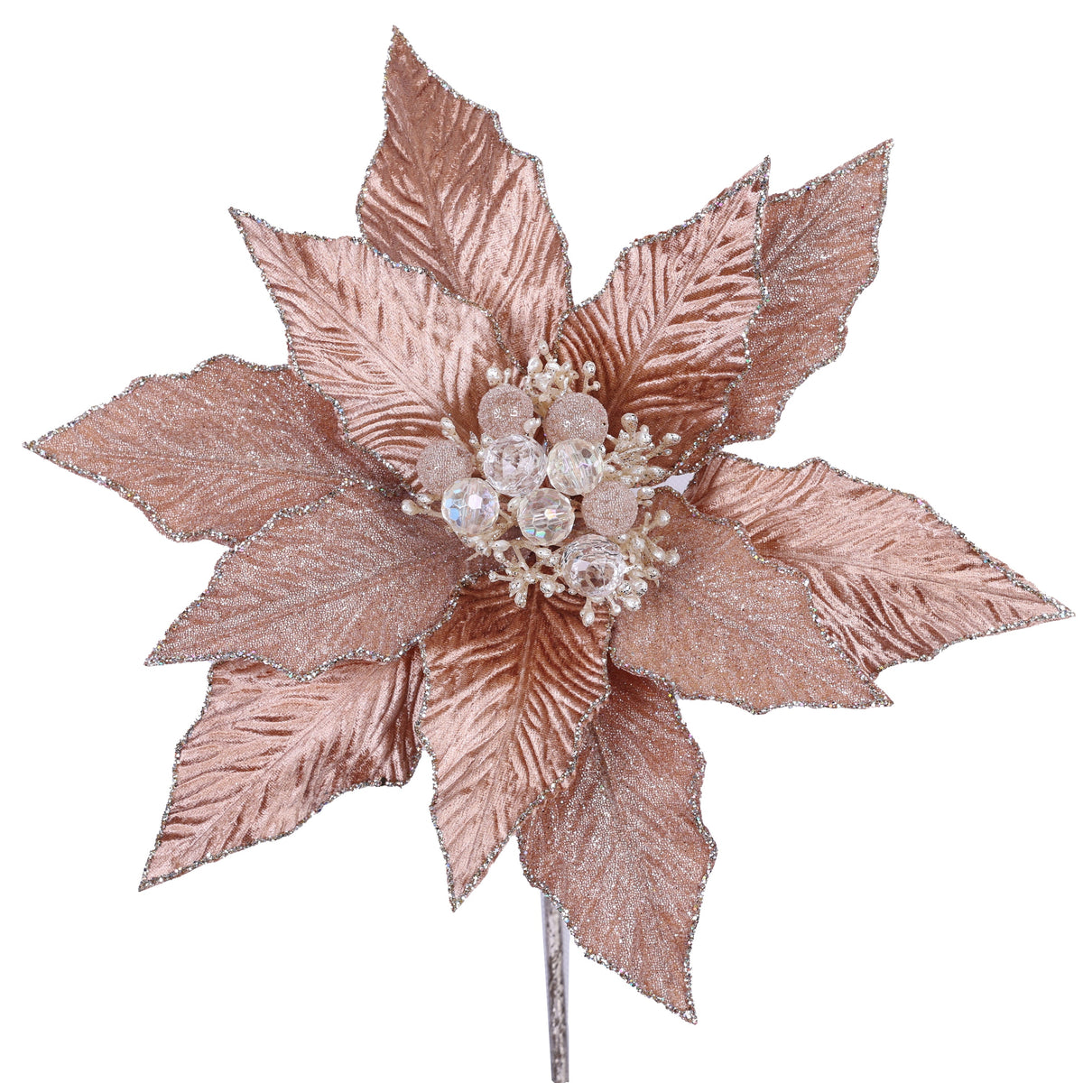 15" Cappuccino Festive Poinsettia Stem