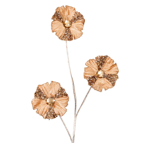 Plush cappuccino trumpets artificial flora, 26 inch, for Christmas decorating