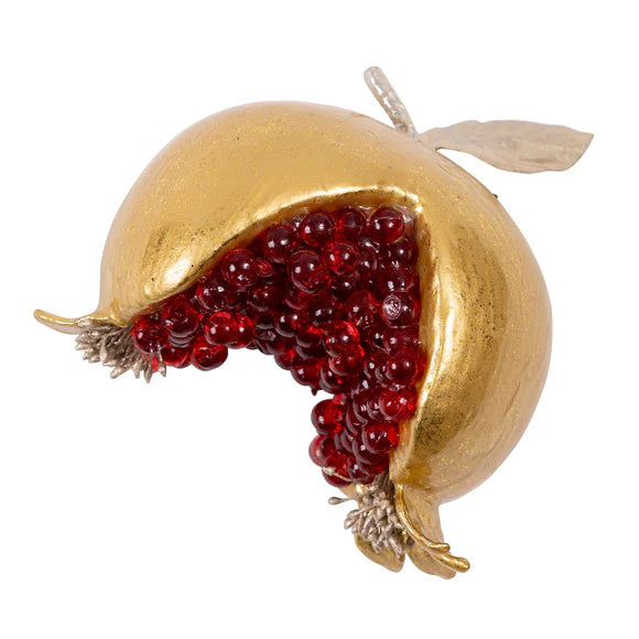Gold and red ruby pomegranate ornament.