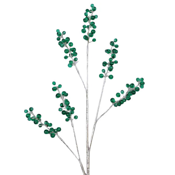 Emerald crystal jewel spray with faceted drops.