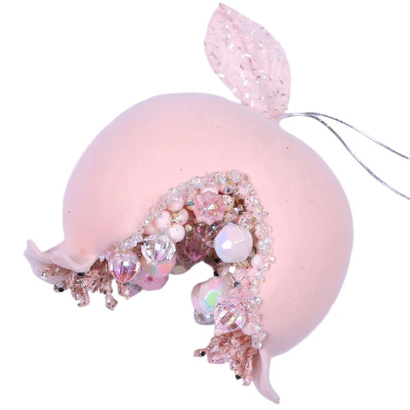 Light pink magical pomegranate ornament with a jeweled finish.