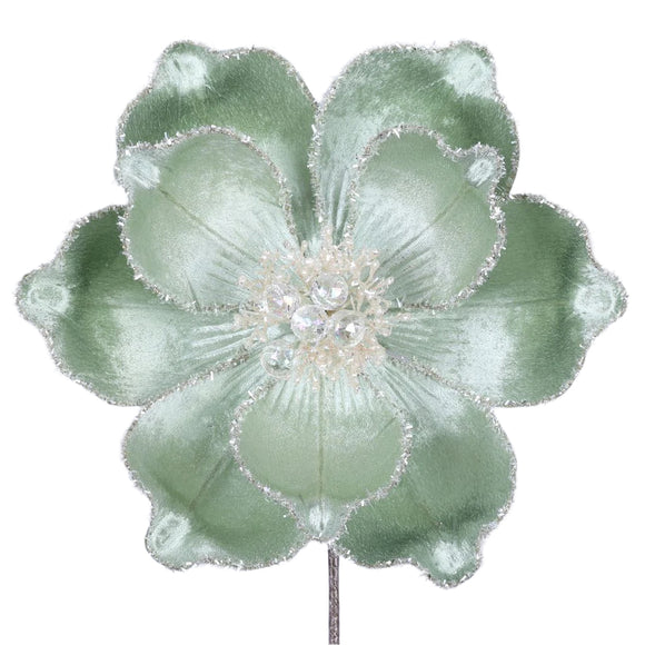 Mint grand magnolia stem with layered mystic blooms.
