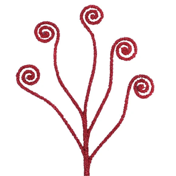 32” Red Curly Swirl Spray