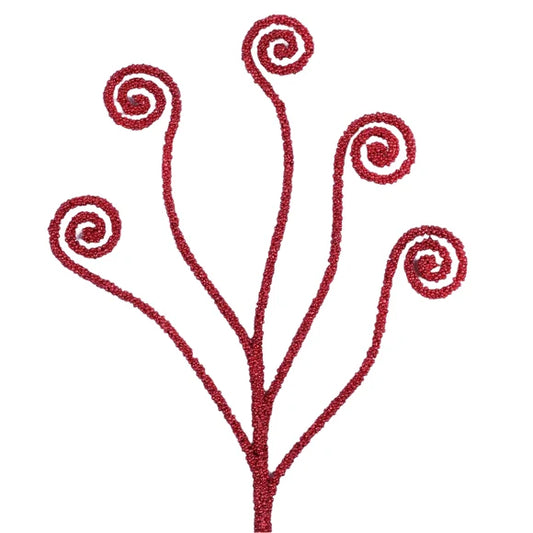 32” Red Curly Swirl Spray