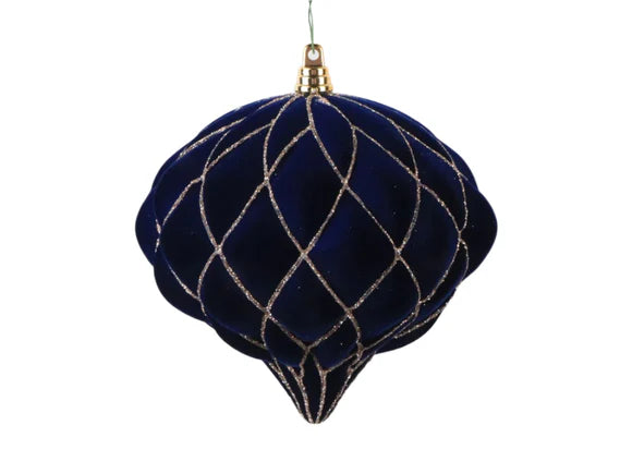 6" Navy Blue Velvet Kismet Ornament