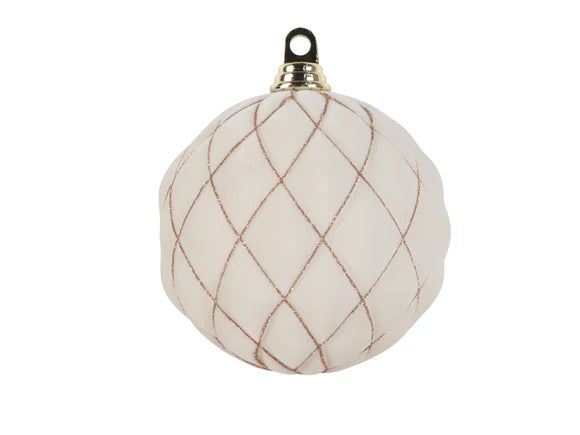 Ivory velvet ornament with a soft plush finish.
