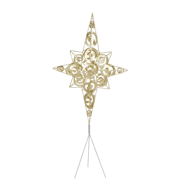 Gold star swirl tree topper with a sweeping form.