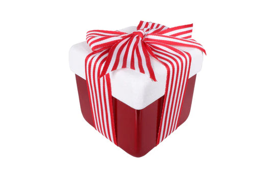 4" Gift Box Red White Ornament