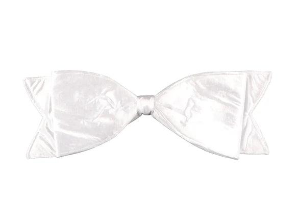 White velvet bow with full gathered loops.