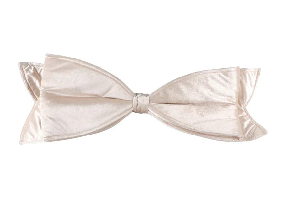 Platinum velvet bow with full gathered loops.
