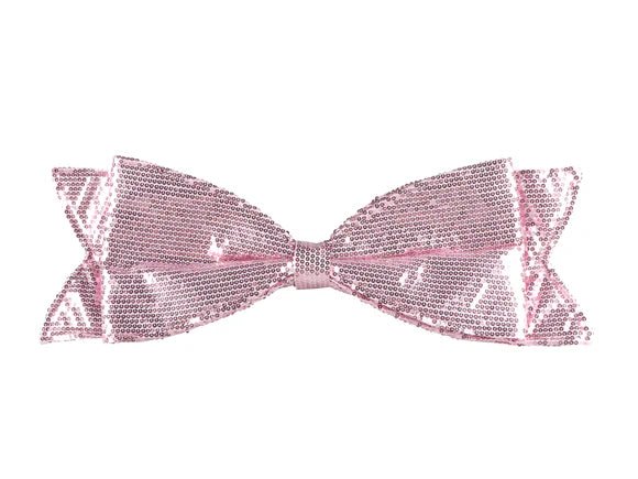 Pink sequin bow with sparkling loops.