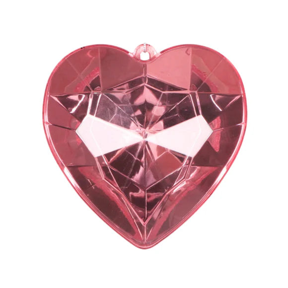 Pink heart jewel ornament with a faceted finish.