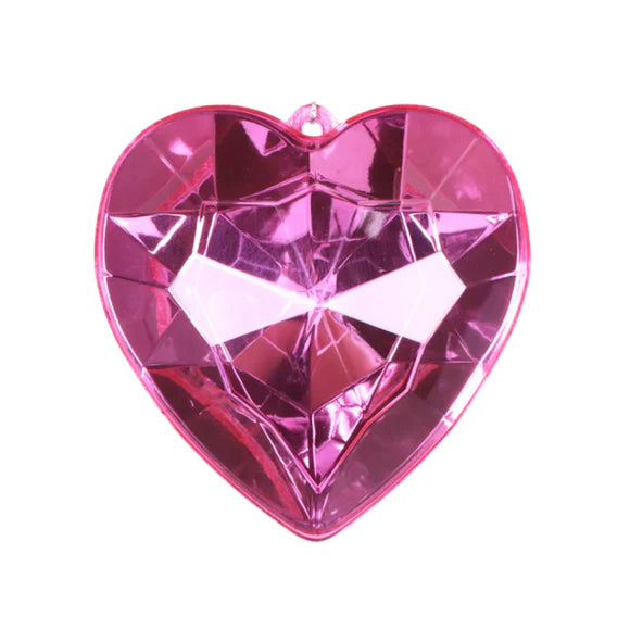 Bubblegum heart jewel ornament with a sparkling finish.
