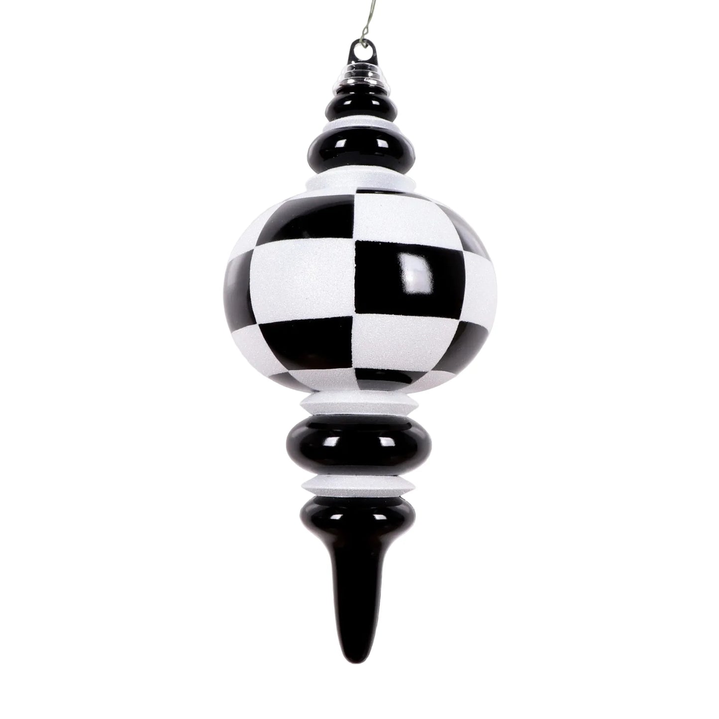 13" Black & White Checker Finial