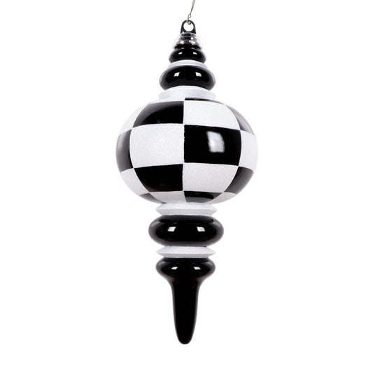 13" Black & White Checker Finial