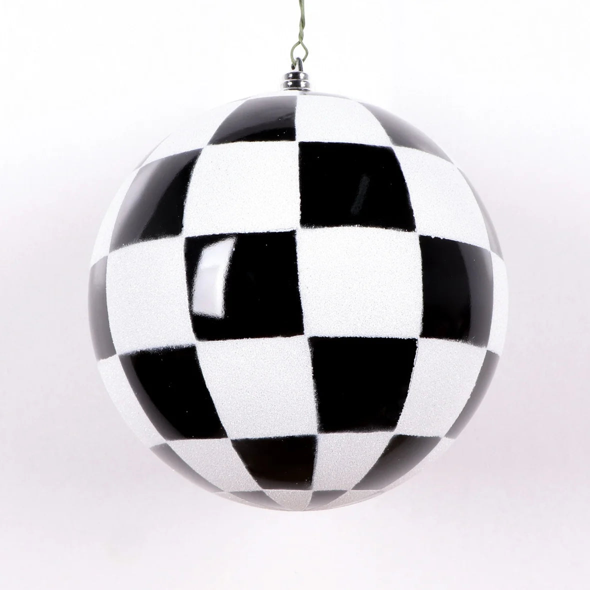 5" Black & White Checker Ornament