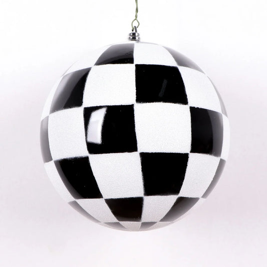 5" Black & White Checker Ornament