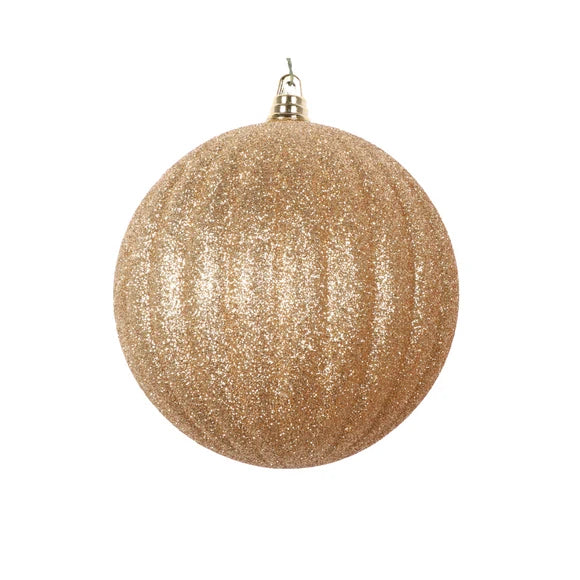 10" Gold Glitter Pleated Ornament