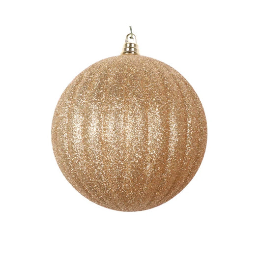 10" Gold Glitter Pleated Ornament