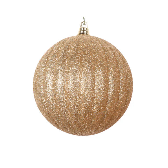 8" Gold Glitter Pleated Ornament