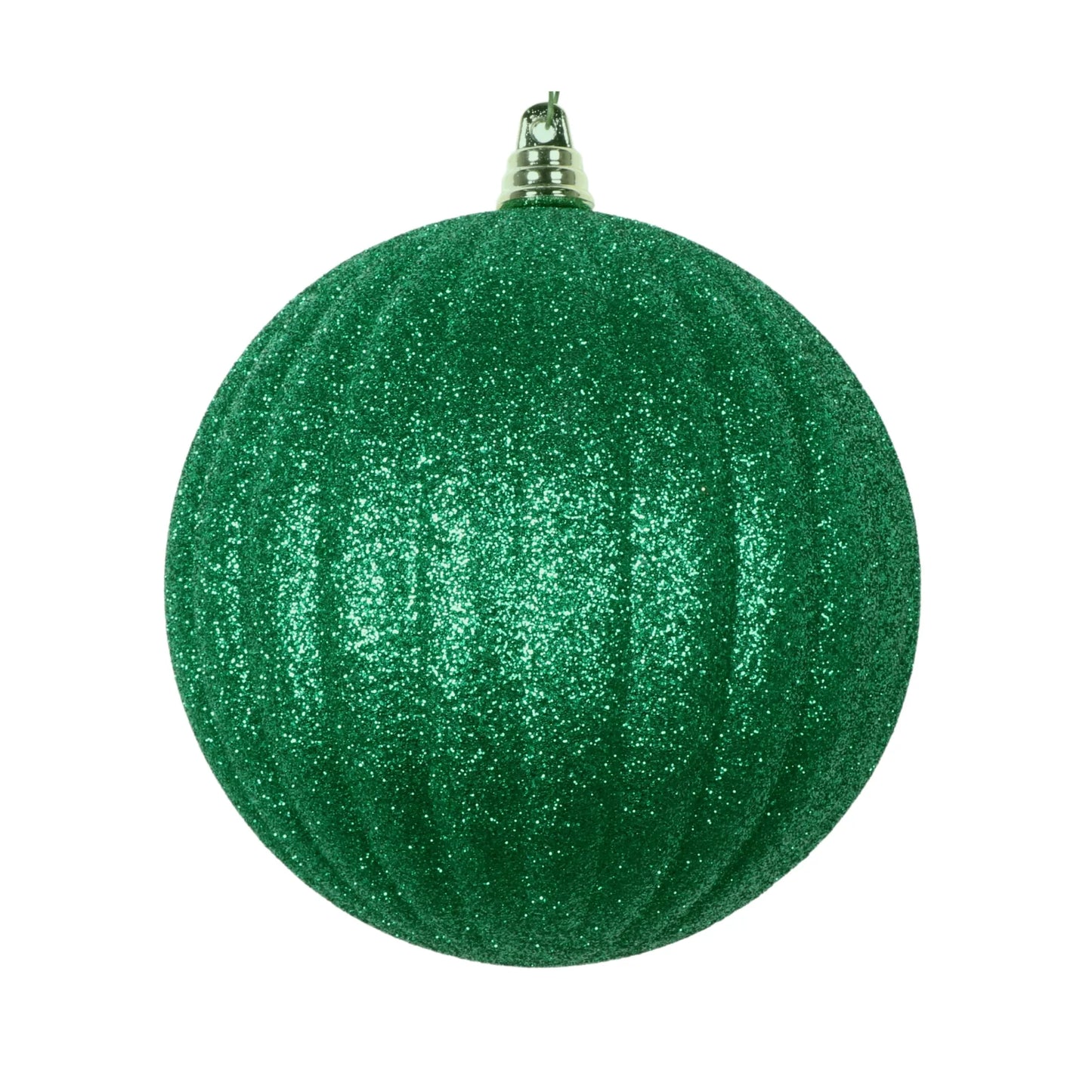 8" Emerald Glitter Pleated Ornament