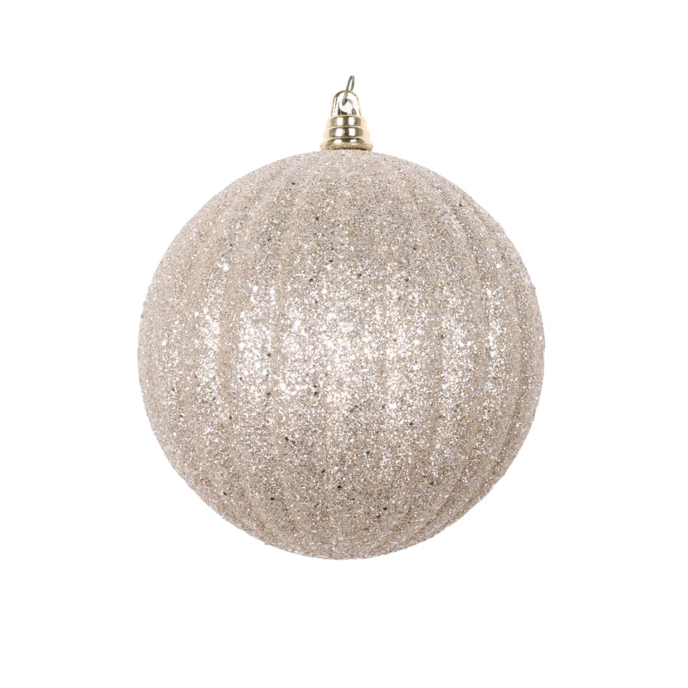 10" Platinum Glitter Pleated Ornament