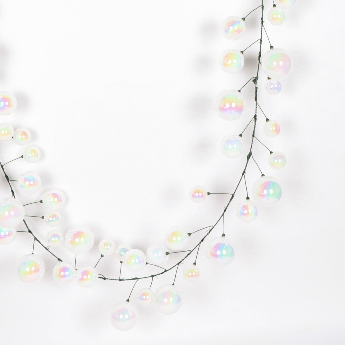 10’ Iridescent Ball Garland Transparent