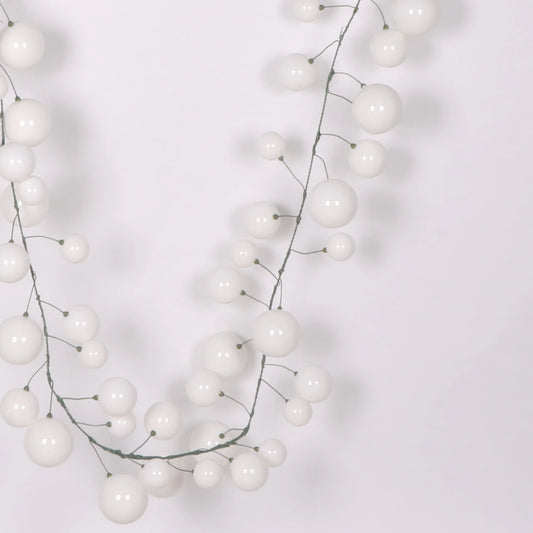 10’ White Shiny Ball Garland