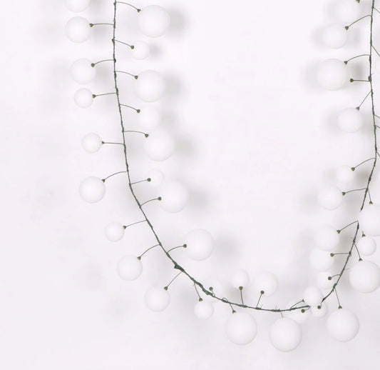 10’ White Ball Garland Glitter