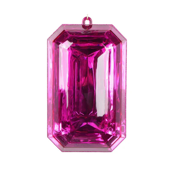 Hot pink gem ornament with a faceted jewel finish.