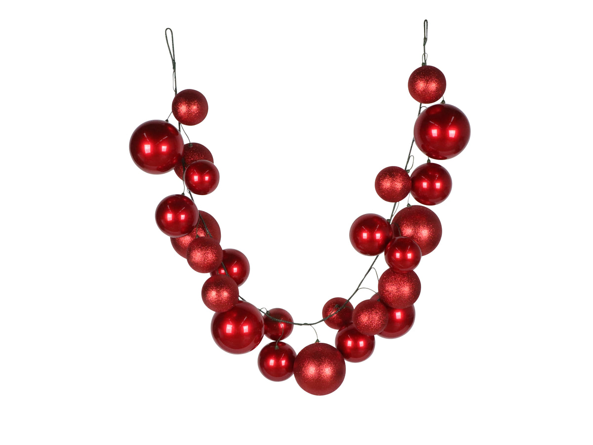 6’ Candy Ball Garland Red Emerald