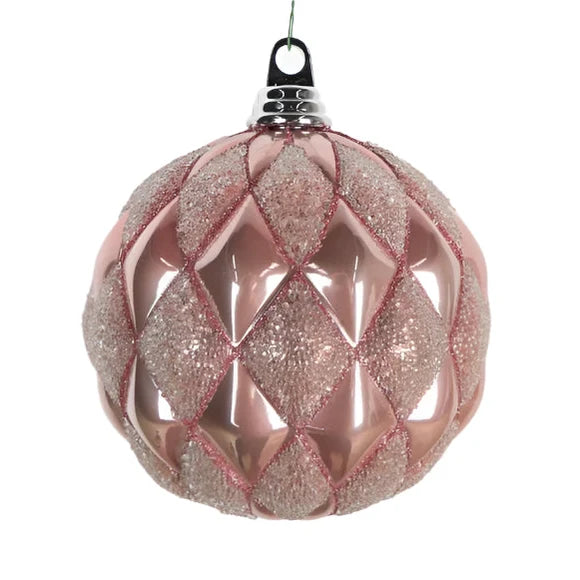 6" Pink Holiday Harlequin Ornament