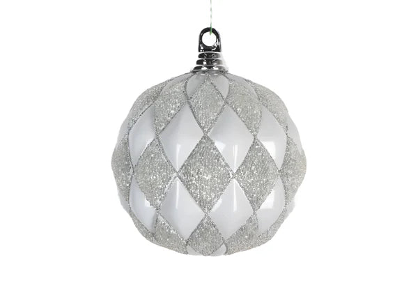 6" Snow White Harlequin Holiday Ornament Plastic