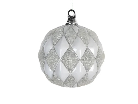 6" Snow White Harlequin Holiday Ornament Plastic