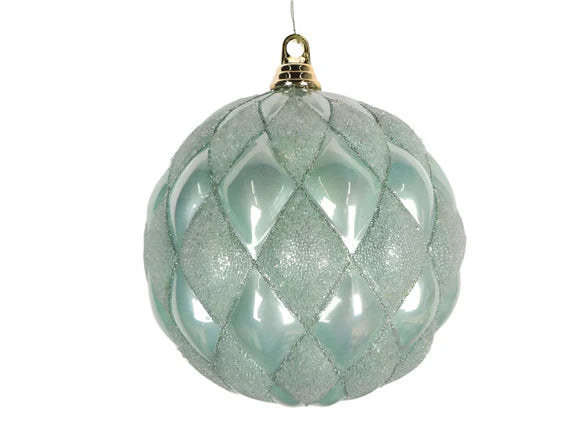 8" Spearmint Harlequin Holiday Ornament Plastic