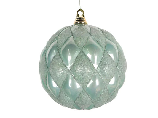 8" Spearmint Harlequin Holiday Ornament Plastic