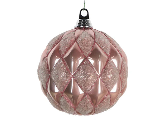 8" Pink Harlequin Holiday Ornament Plastic