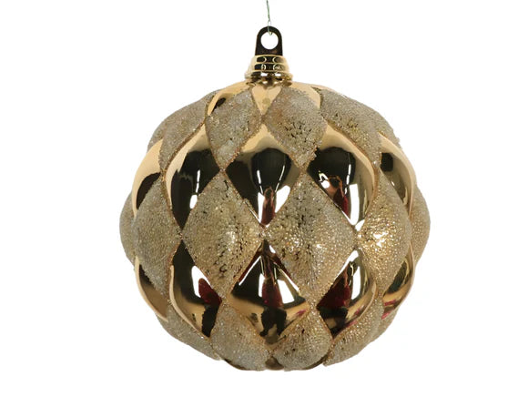 8" Gold Harlequin Holiday Ornament Plastic