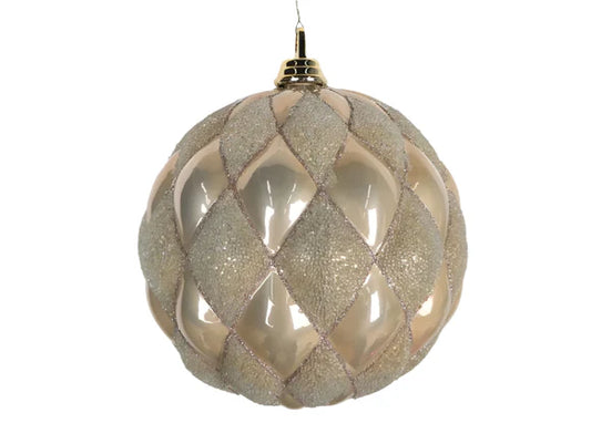 8" Champagne Harlequin Holiday Ornament Plastic