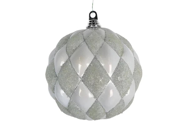 8" Snow White Harlequin Holiday Ornament Plastic